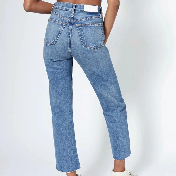 NWOT Re/done high rise stove pipe straight jeans in medium vain denim size 28 - Picture 7 of 8